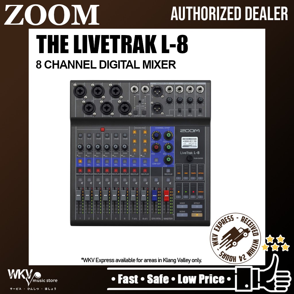Zoom LiveTrak L8 8Channel Digital Mixer Recorder WKV Music Store